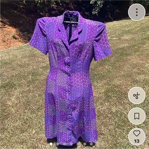 Leslie Fay Vibrant Purple Midi Dress